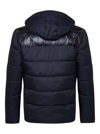 photo of padded jacket in dark navy color back view